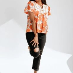 Piper & Scoot The Andor Patterned Blouse In Poppy