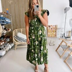 Piper & Scoot The Watson Floral Dress In Green Dresses
