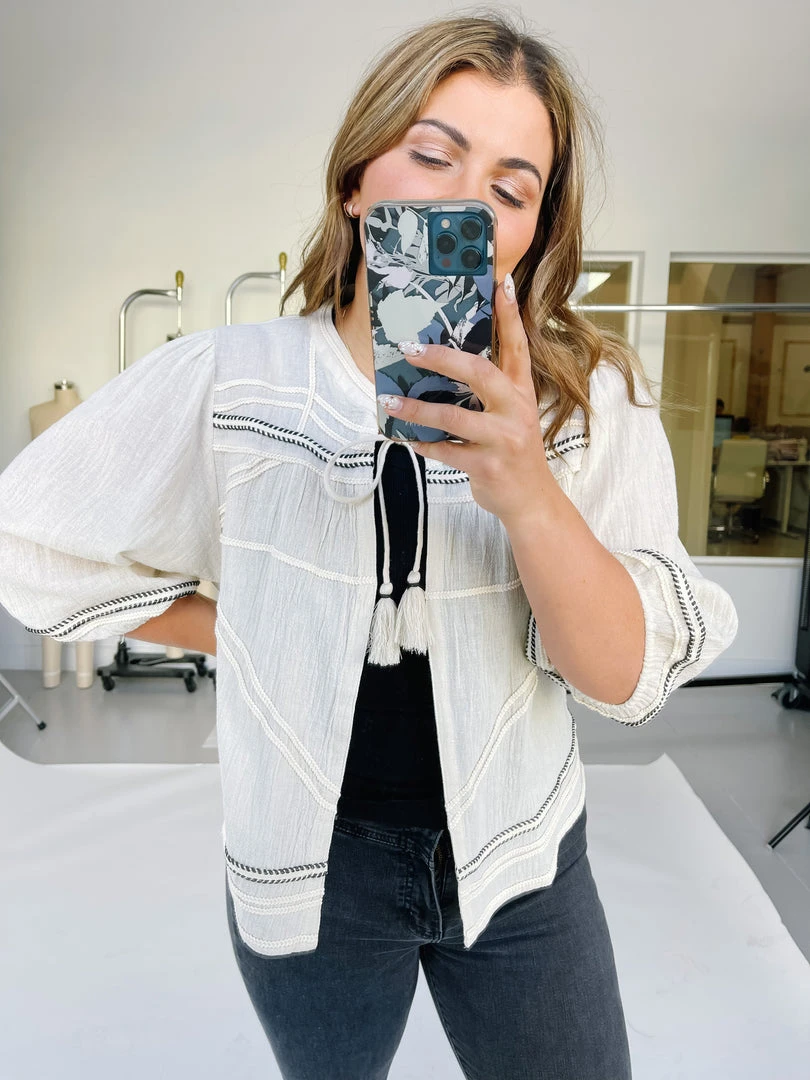 Piper & Scoot Tops The Venablo Tassel Detail Top In Cream