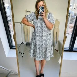 Piper & Scoot The Zuri Square Neck Dress With Lace Detail In Black + Cream