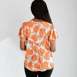 Piper & Scoot The Andor Patterned Blouse In Poppy