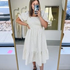 Piper & Scoot Dresses The Jilly Smocked Midi Dress In Cream