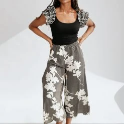 Piper & Scoot The Amberli Printed Wide Leg Pants In Black + White