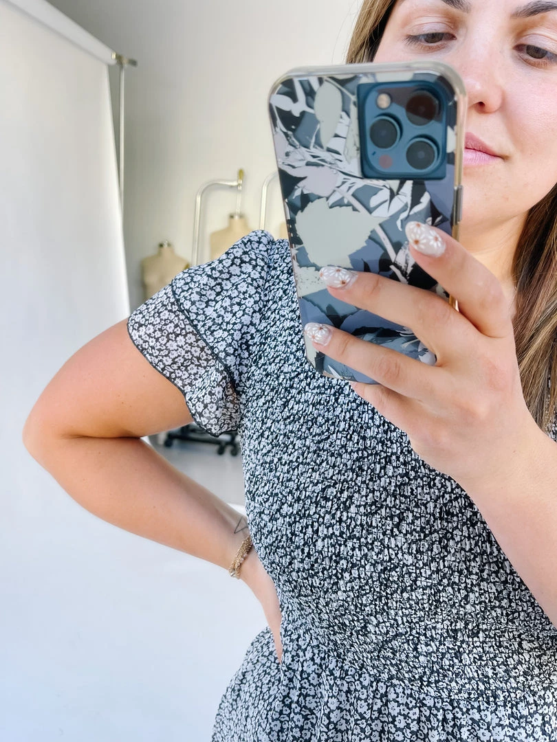 Piper & Scoot The Geraldine Ruffle Smocked Midi Dress In Black Dresses