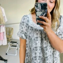 Piper & Scoot The Zuri Square Neck Dress With Lace Detail In Black + Cream