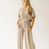 Piper & Scoot The England Shimmer Wide Leg Pant In Lavender Grey