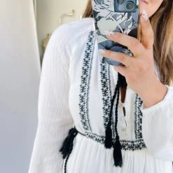 Piper & Scoot Dresses The Lena Embroidered Maxi Dress In Ivory + Black