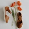 Piper & Scoot: The Kylee Mary Jane Platform Leather Sandal In Caramel