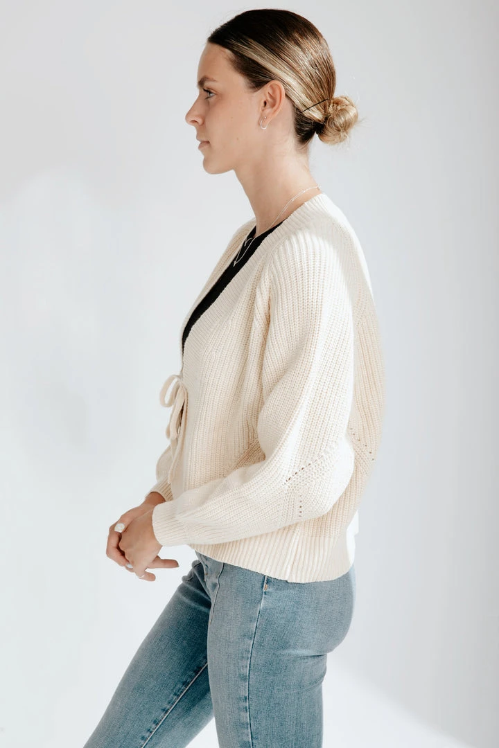 Piper & Scoot The Garda Front Tie Cardigan In Cream