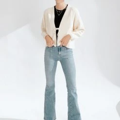 Piper & Scoot The Garda Front Tie Cardigan In Cream