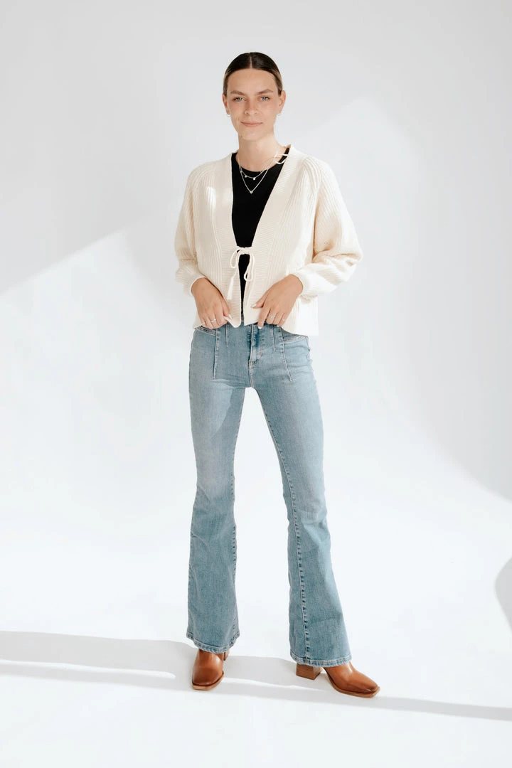 Piper & Scoot The Garda Front Tie Cardigan In Cream