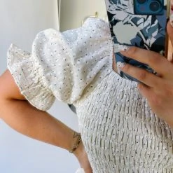 Piper & Scoot Dresses The Jilly Smocked Midi Dress In Cream