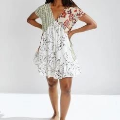 Piper & Scoot The Nessa Woven Color Block Dress In Lime Multi