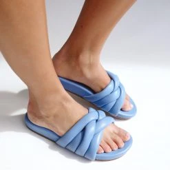 Piper & Scoot Seychelles: Low Key Glow Up Sandal In Blue Leather Shoes