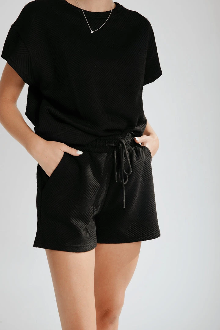Piper & Scoot The Lenny Textured Top In Black Tops