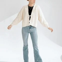 Piper & Scoot The Garda Front Tie Cardigan In Cream