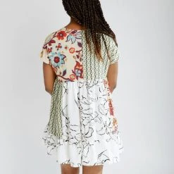 Piper & Scoot The Nessa Woven Color Block Dress In Lime Multi