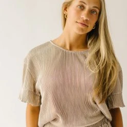 Piper & Scoot The London Shimmer Blouse In Lavender Grey Tops