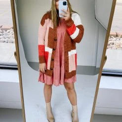 Piper & Scoot The Elijah Color Block Cardigan In Camel