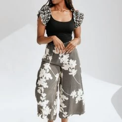 Piper & Scoot The Amberli Printed Wide Leg Pants In Black + White