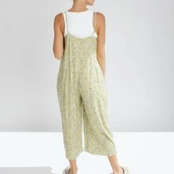 Piper & Scoot Bottoms + Jumpsuits The Bess Tie Jumpsuit In Chartreuse Floral