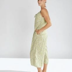 Piper & Scoot Bottoms + Jumpsuits The Bess Tie Jumpsuit In Chartreuse Floral