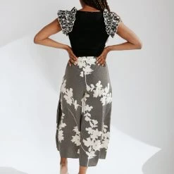 Piper & Scoot The Amberli Printed Wide Leg Pants In Black + White
