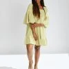 Piper & Scoot The Enzo Textured Square Neck Dress In Lemon Grass