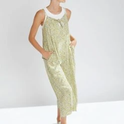 Piper & Scoot Bottoms + Jumpsuits The Bess Tie Jumpsuit In Chartreuse Floral