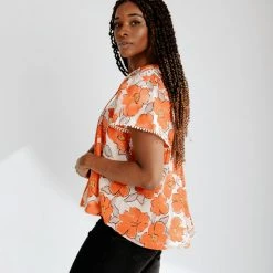Piper & Scoot The Andor Patterned Blouse In Poppy