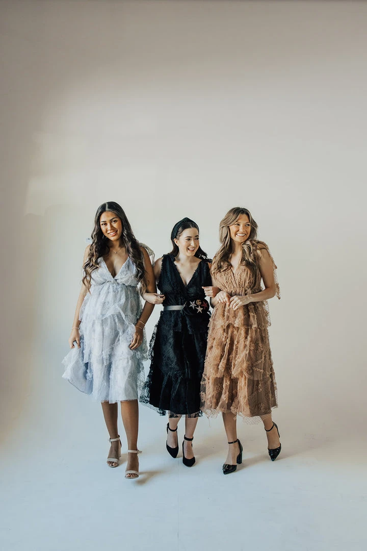 Piper & Scoot Dresses The Charlotte Chiffon Tank Midi Dress In Dusty Blue