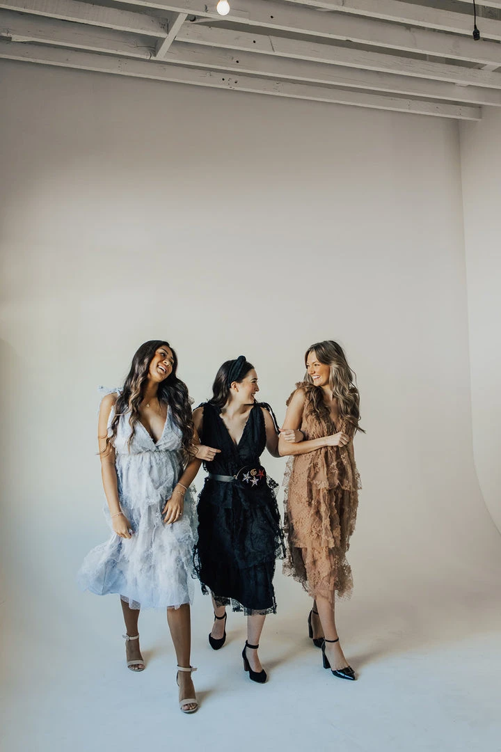 Piper & Scoot Dresses The Charlotte Chiffon Tank Midi Dress In Dusty Blue