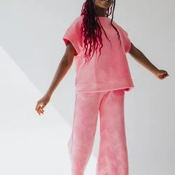 Piper & Scoot Tops The Lenny Textured Top In Bubble Gum Pink