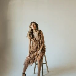 Piper & Scoot The Charlotte Chiffon Tank Midi Dress In Mocha