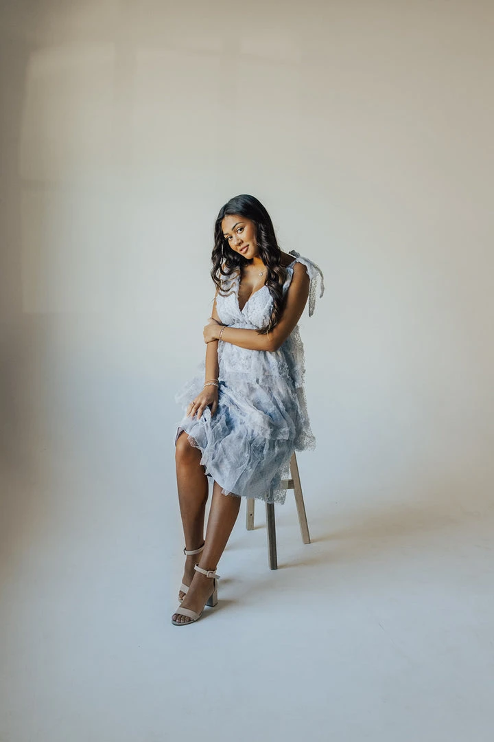 Piper & Scoot Dresses The Charlotte Chiffon Tank Midi Dress In Dusty Blue