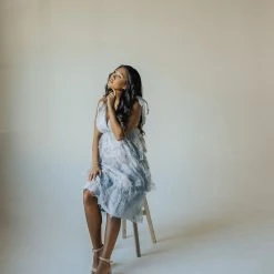 Piper & Scoot Dresses The Charlotte Chiffon Tank Midi Dress In Dusty Blue