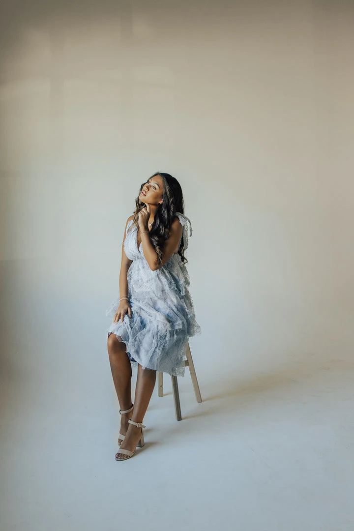 Piper & Scoot Dresses The Charlotte Chiffon Tank Midi Dress In Dusty Blue