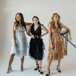 Piper & Scoot Dresses The Charlotte Chiffon Tank Midi Dress In Dusty Blue