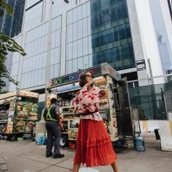 Piper & Scoot Dresses The Alyssa Ruffle Detailed Dress In Brick