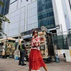 Piper & Scoot Dresses The Alyssa Ruffle Detailed Dress In Brick