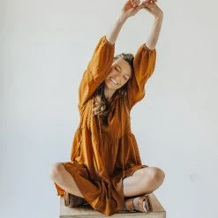 Piper & Scoot Dresses The Keilani Textured Dress In Ginger