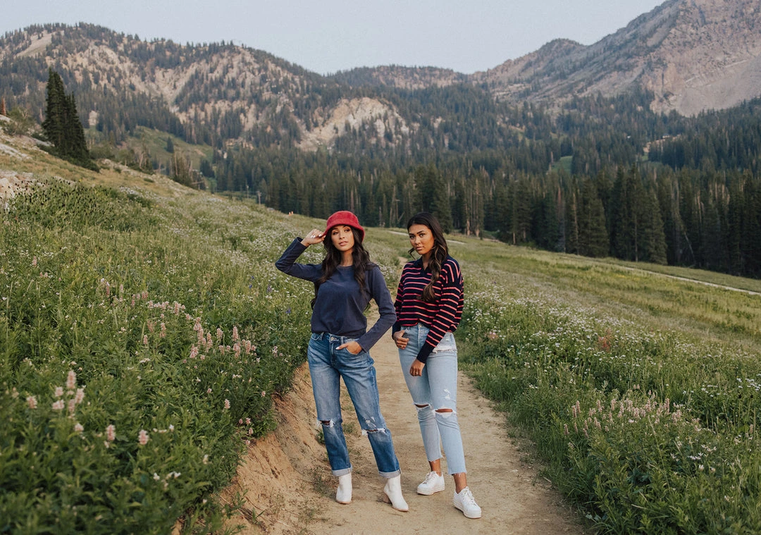 Piper & Scoot The Chad Crewneck Long Sleeve In Navy Tops