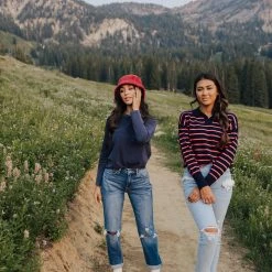 Piper & Scoot The Carlton Striped Sweater In Navy Tops