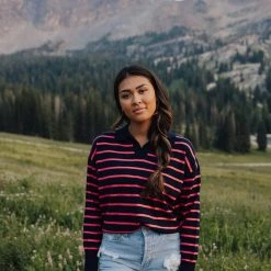 Piper & Scoot The Carlton Striped Sweater In Navy Tops