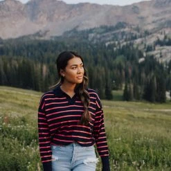 Piper & Scoot The Carlton Striped Sweater In Navy Tops