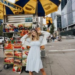 Piper & Scoot: The Theler Gingham Babydoll Dress In Blue