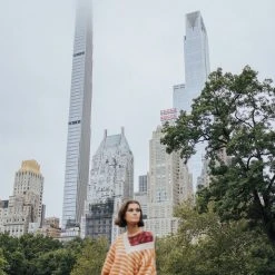 Piper & Scoot Tops The Freddie Fuzzy Striped Sweater In Rust