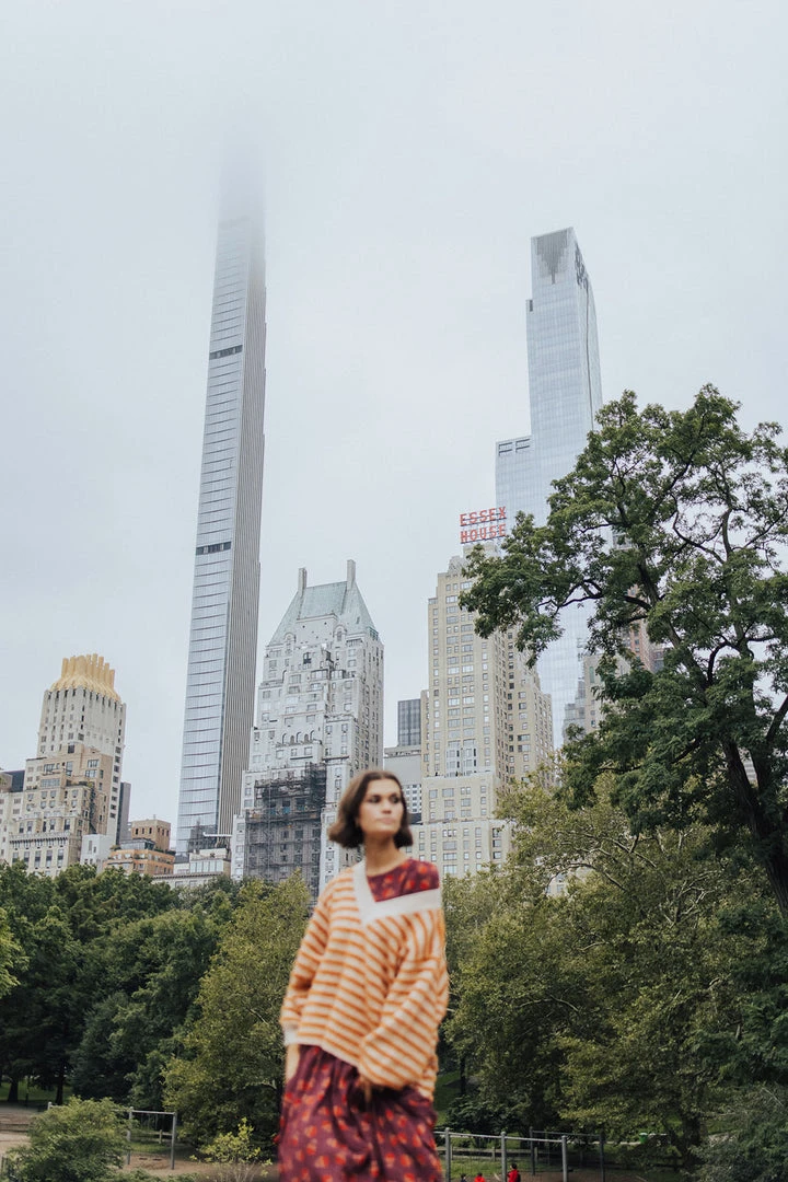 Piper & Scoot Tops The Freddie Fuzzy Striped Sweater In Rust