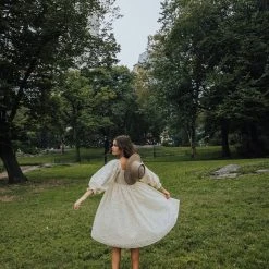 Dresses Piper & Scoot: The Adanna Floral Detail Dress In Cream