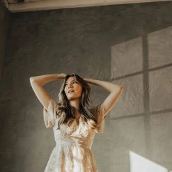 Piper & Scoot Dresses The Willa Beaded Detail Dress In Beige